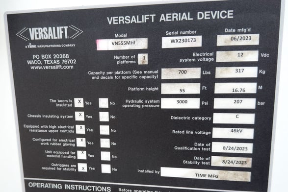 Used 2023 Versalift VN-555-MHI on Used 2024 International HV607